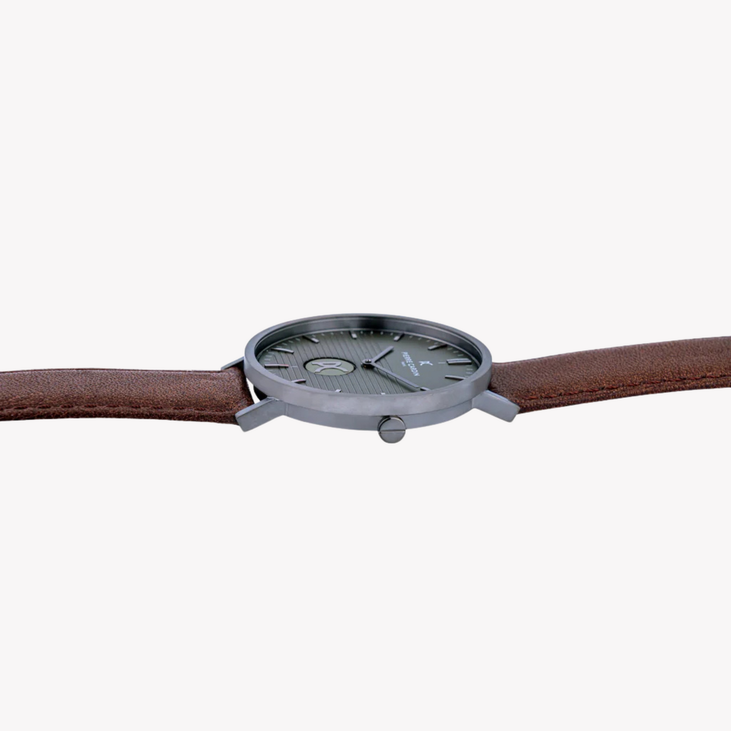 Pierre Cardin Men's Brown Leather Watch, Black Dial | Cbv.1047