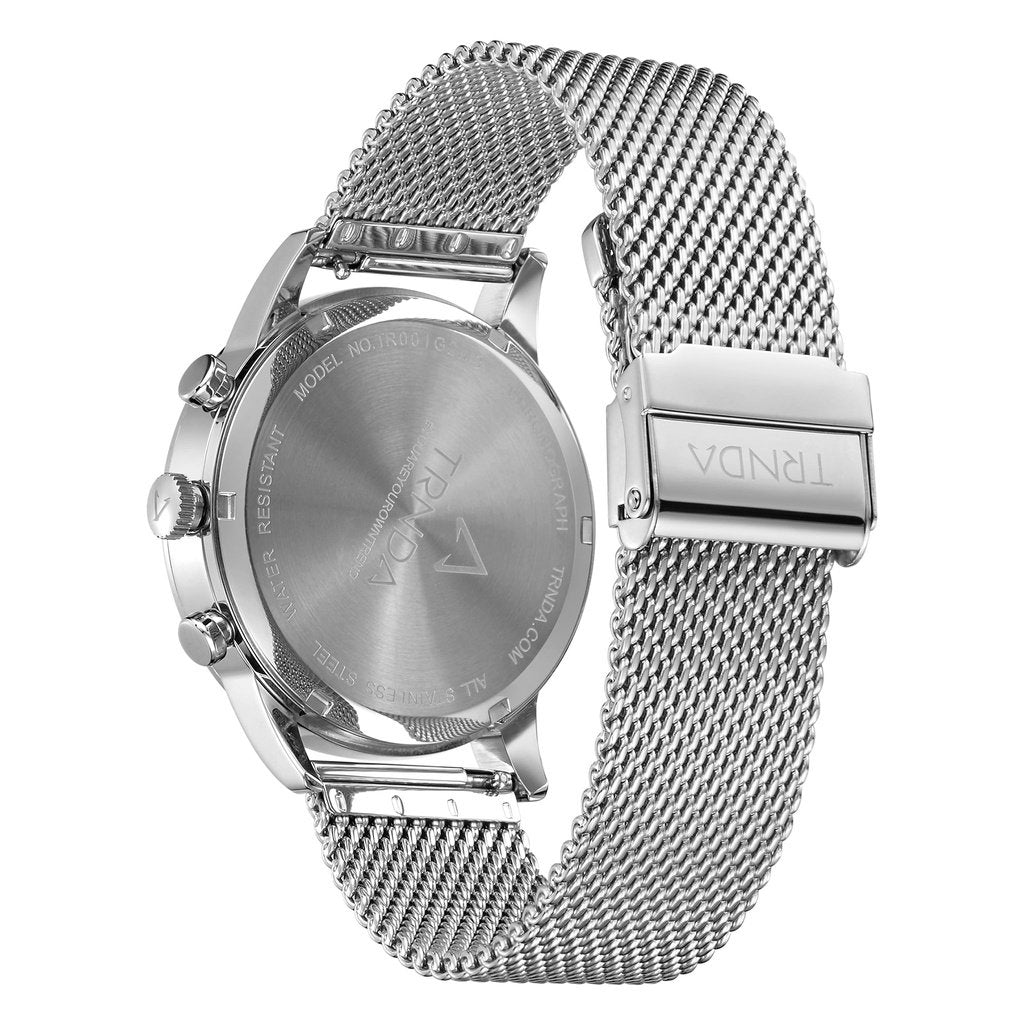 Trnda Men's Stainless Steel Watch, Charcoal Black Dial | Trn-Ss43