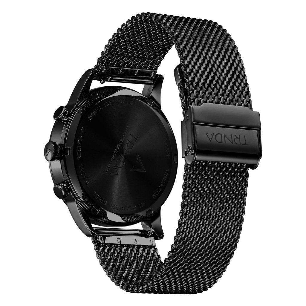 Trnda Men's Black Stainless Steel Watch, Cedar Brown Dial | Trn-43-Bk