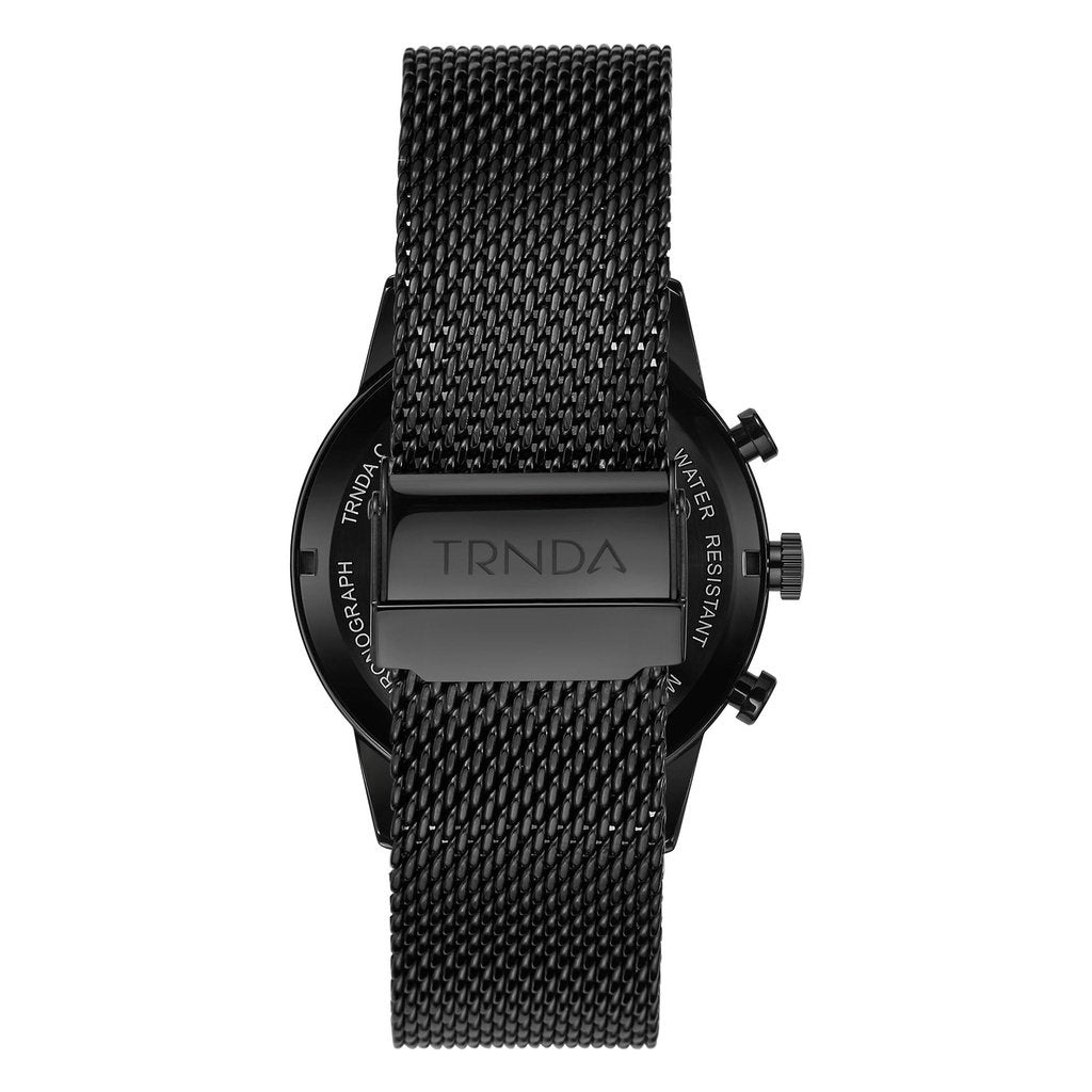 Trnda Men's Black Stainless Steel Watch, Cedar Brown Dial | Trn-43-Bk
