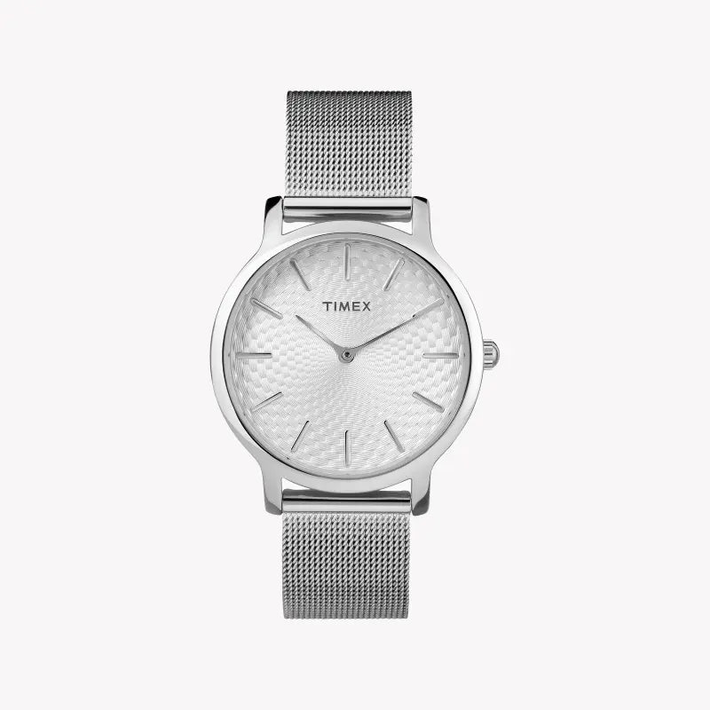 Timex Women's Silver Stainless Steel Watch, Silver Dial | Tw2r36200