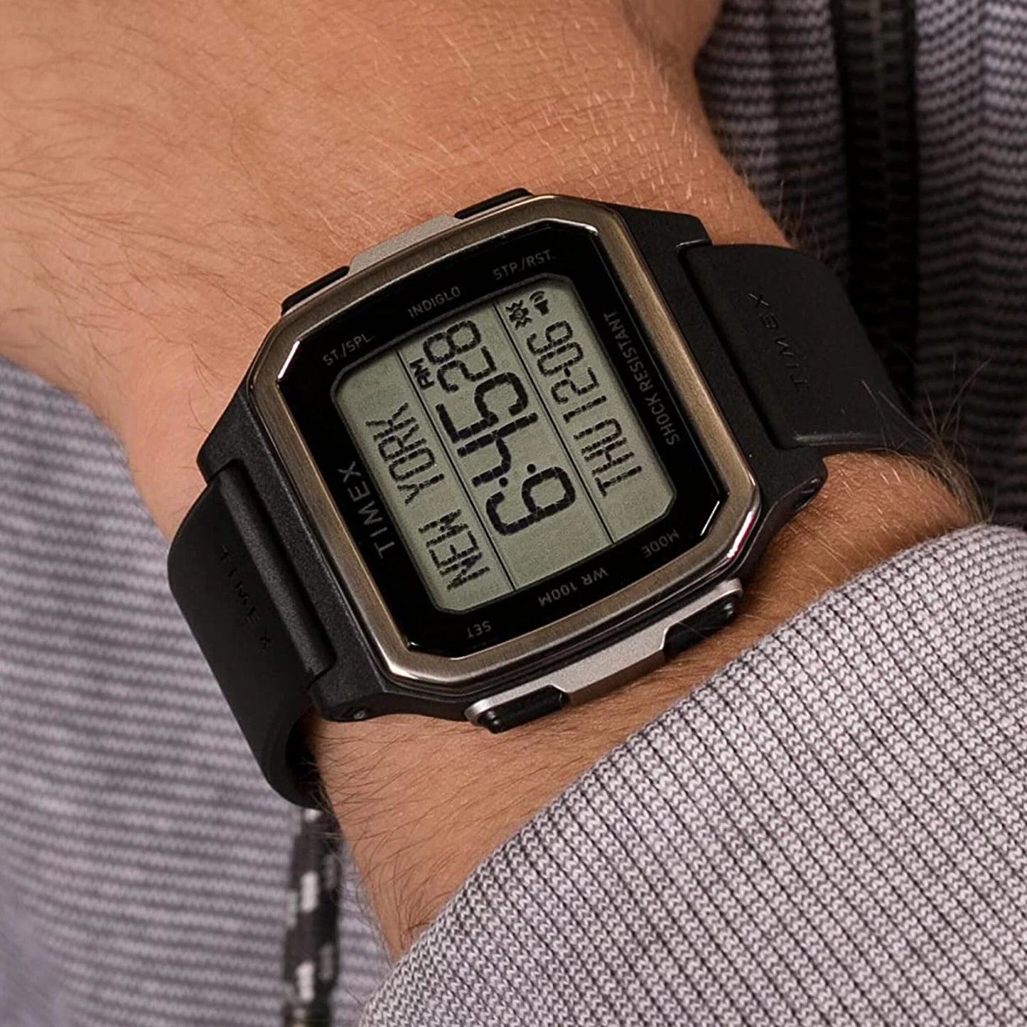 Timex Men's Black Silicone Watch, Digital Dial | Tw5m29000