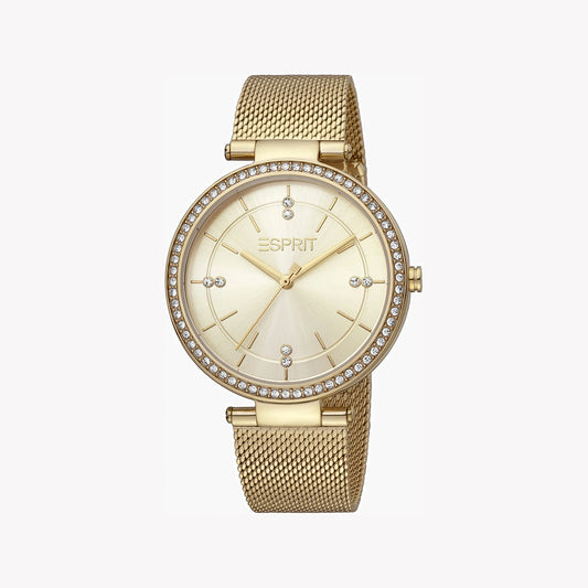 Esprit Women's Gold Stainless Steel Watch, Champagne Dial | Es1l123m0014