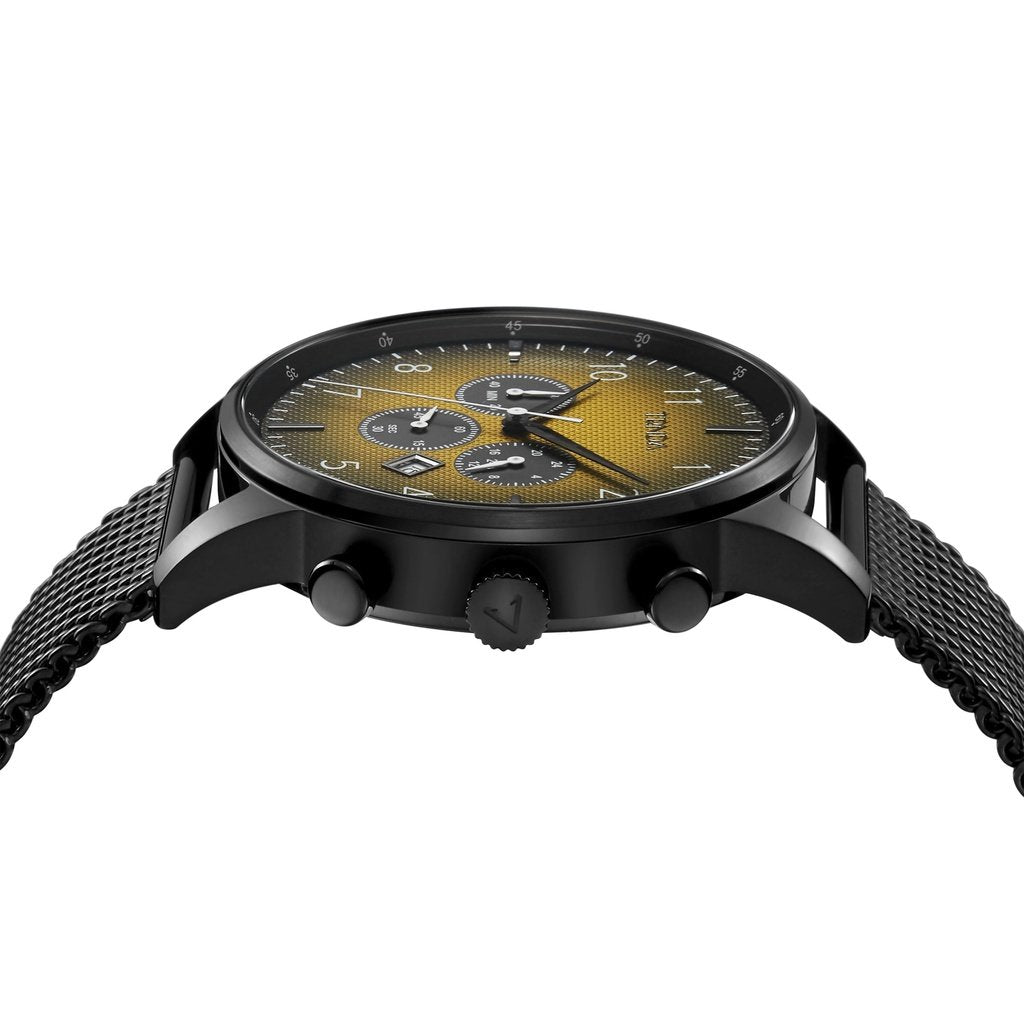 Trnda Men's Black Stainless Steel Watch, Cedar Brown Dial | Trn-43-Bk
